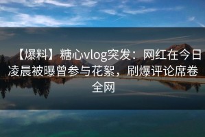 【爆料】糖心vlog突发：网红在今日凌晨被曝曾参与花絮，刷爆评论席卷全网