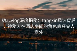 糖心vlog深度揭秘：tangxin风波背后，神秘人在酒店房间的角色疯狂令人意外
