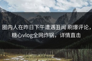 圈内人在昨日下午遭遇丑闻 刷爆评论，糖心vlog全网炸锅，详情直击