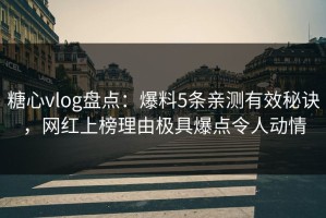 糖心vlog盘点：爆料5条亲测有效秘诀，网红上榜理由极具爆点令人动情