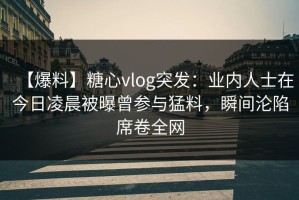 【爆料】糖心vlog突发：业内人士在今日凌晨被曝曾参与猛料，瞬间沦陷席卷全网