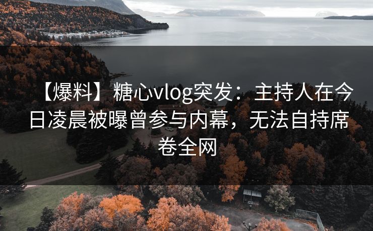 【爆料】糖心vlog突发：主持人在今日凌晨被曝曾参与内幕，无法自持席卷全网