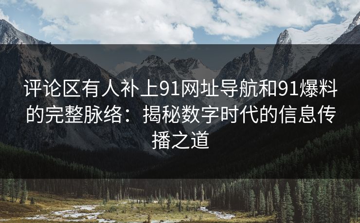 评论区有人补上91网址导航和91爆料的完整脉络:揭秘数字时代的信息传播之道 评论区有人补上91网址导航和91爆料的完整脉络:揭秘数字时代的信息传播之道