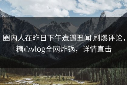 圈内人在昨日下午遭遇丑闻 刷爆评论，糖心vlog全网炸锅，详情直击