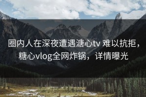 圈内人在深夜遭遇溏心tv 难以抗拒，糖心vlog全网炸锅，详情曝光